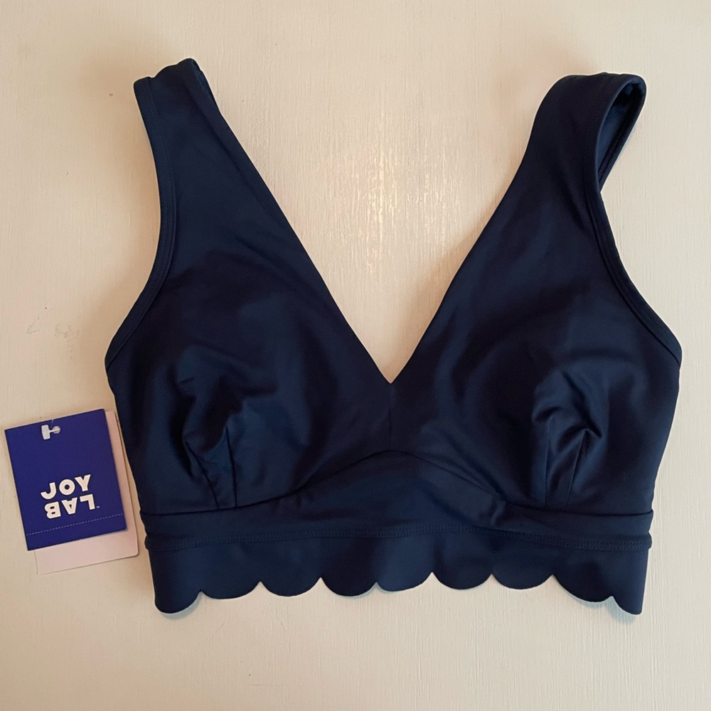 JoyLab women’s scalloped sports bra navy size medium